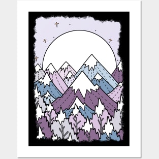 Winter forest and hills Posters and Art